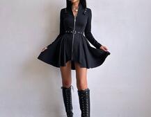 Сукня з пишною спідницею і поясом | PUSHKA SHOP