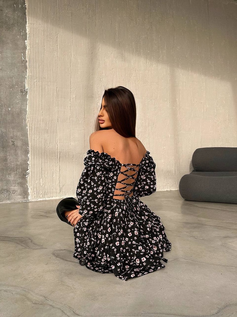 Сукня з воланами та шнурівкою  по спинці Сукня з воланами та шнурівкою  по спинці | PUSHKA SHOP