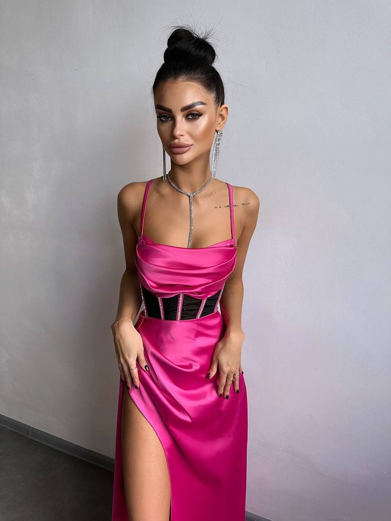 Комплект: корсет, декорований стразами + спідниця максі з драпіруванням  Комплект: корсет, декорований стразами + спідниця максі з драпіруванням  | PUSHKA SHOP