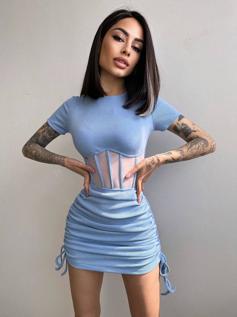 Сукня-міні  з елементами корсету  Довжину спідниці можна регулювати  | PUSHKA SHOP