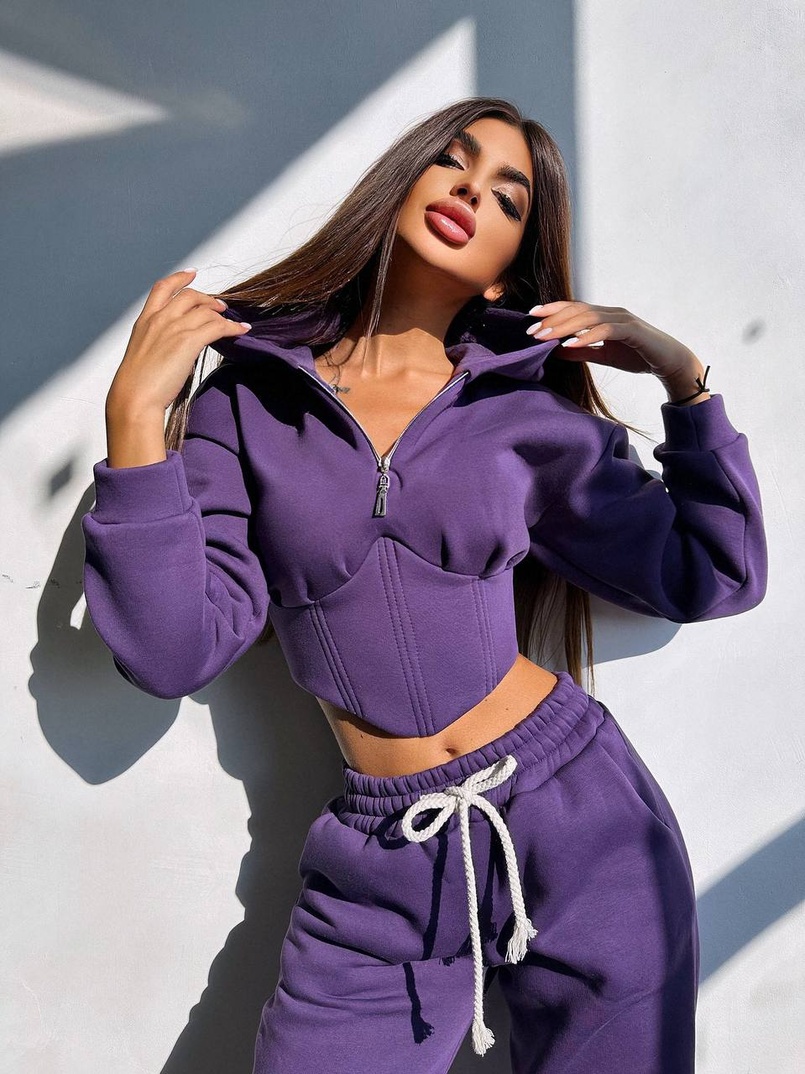 Комплект на флісі : худі з елементами корсету + штани  Комплект на флісі : худі з елементами корсету + штани  | PUSHKA SHOP