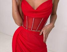 Комплект: корсет декорований стразами + спідниця максі  | PUSHKA SHOP