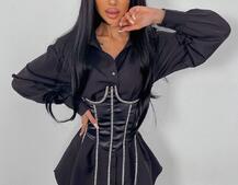 Приталена сорочка + корсет декорований стразами Ручна робота Приталена сорочка + корсет декорований стразами Ручна робота | PUSHKA SHOP