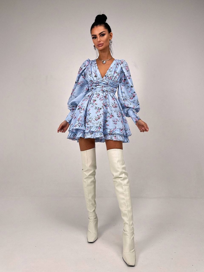 Сукня міні з пишною спідницею та драпіруванням на талії | PUSHKA SHOP