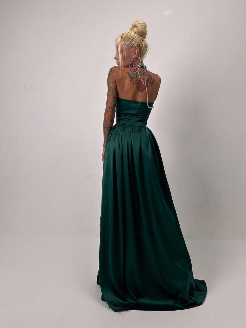 Атласна сукня максі із шнуром зі стразами  | PUSHKA SHOP