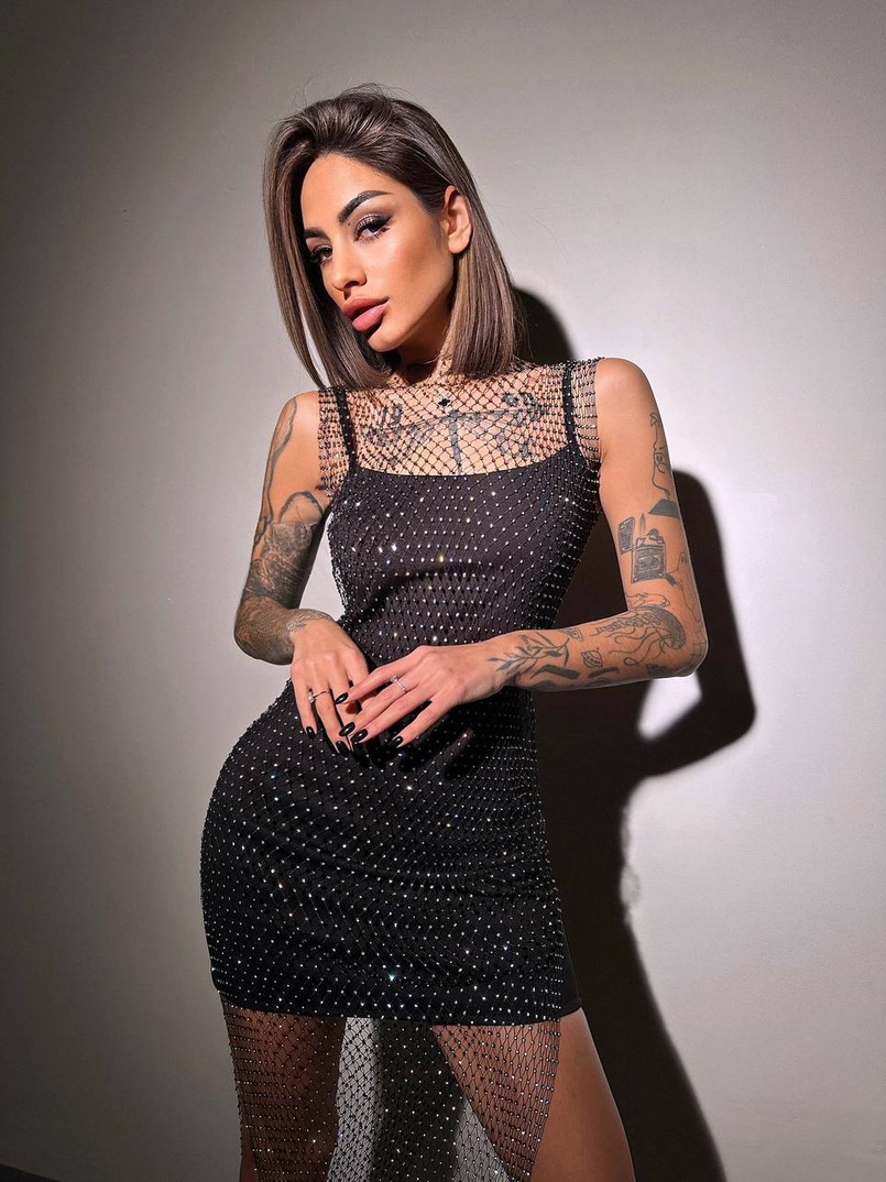 Сукня із сітки зі стразами на трикотажній підкладці  Сукня із сітки зі стразами на трикотажній підкладці  | PUSHKA SHOP