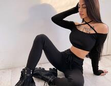 Трикотажный комплект: топ с завязками + леггинсы  Трикотажный комплект: топ с завязками + леггинсы  | PUSHKA SHOP