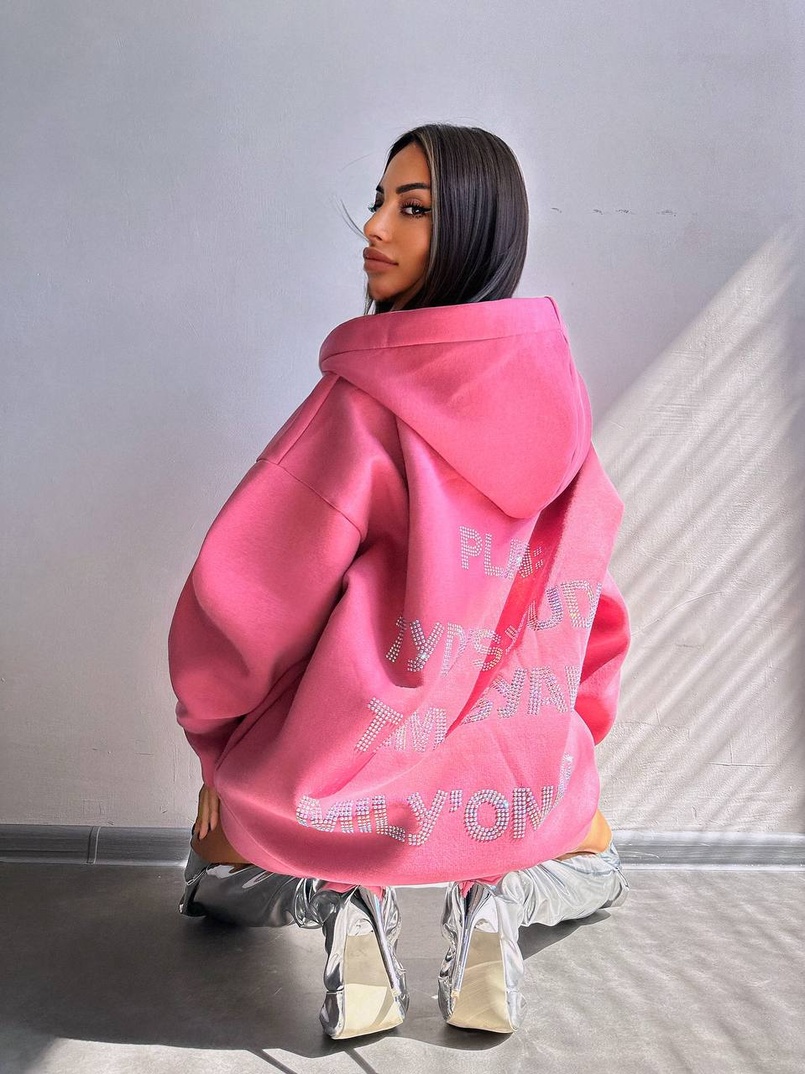 Трендове худі over size із сяючими стразами  | PUSHKA SHOP