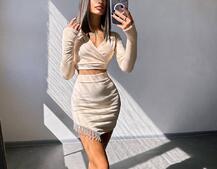 Оксамитовий комплект, декорований бахромою зі страз Оксамитовий комплект, декорований бахромою зі страз | PUSHKA SHOP