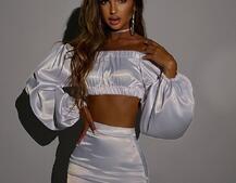 Атласний комплект, декорований стразами Ручна робота, прикраса пришита  Атласний комплект, декорований стразами Ручна робота, прикраса пришита  | PUSHKA SHOP