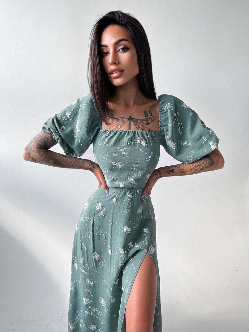 Платье миди со шнуровкой на спинке  | PUSHKA SHOP