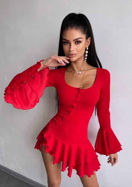 Сукня з з воланами на ґудзиках  | PUSHKA SHOP