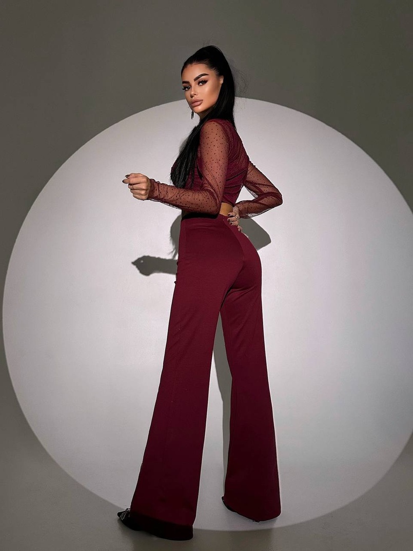 Комплект: топ + штани із сіткою зі стразами  Комплект: топ + штани із сіткою зі стразами  | PUSHKA SHOP