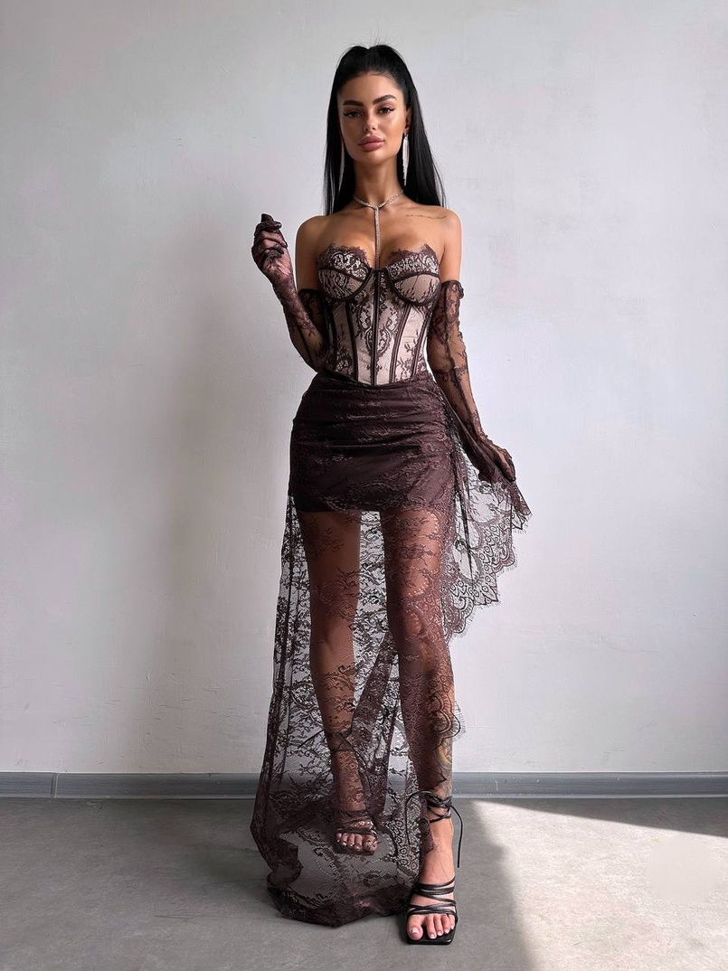 Корсетна сукня максі з рукавичками  | PUSHKA SHOP