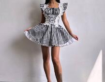 Сукня в клітинку декорована мереживом  Сукня в клітинку декорована мереживом  | PUSHKA SHOP