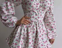 Сукня з квітковим принтом з воланами на ґудзиках  Сукня з квітковим принтом з воланами на ґудзиках  | PUSHKA SHOP