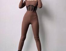 Облягаючий трикотажний комбінезон з елементами корсету  Облягаючий трикотажний комбінезон з елементами корсету  | PUSHKA SHOP