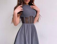 Сукня-міні  з елементами корсету  та спідницею солнцем Сукня-міні  з елементами корсету  та спідницею солнцем | PUSHKA SHOP