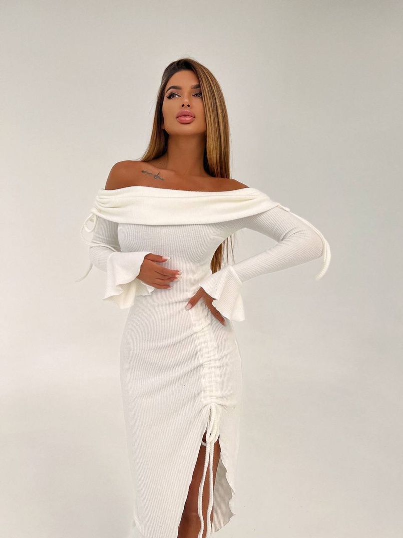 Трикотажна сукня міді з хомутом   Трикотажна сукня міді з хомутом   | PUSHKA SHOP