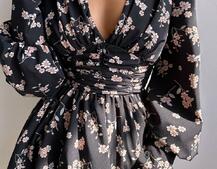 Сукня міні з пишною спідницею та драпіруванням на талії Сукня міні з пишною спідницею та драпіруванням на талії | PUSHKA SHOP