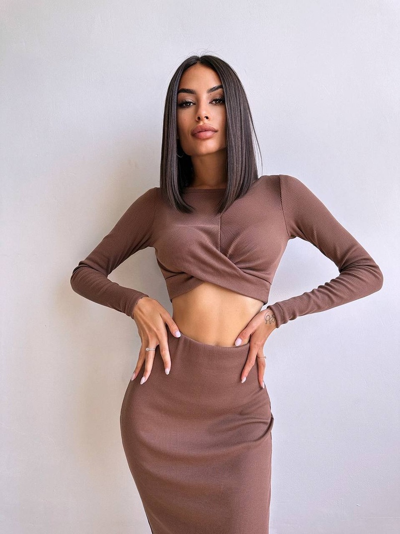 Комплект: топ + спідниця с розрізами  Комплект: топ + спідниця с розрізами  | PUSHKA SHOP