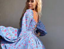 Сукня міні з квітковим принтом, корсетним верхом та подвійною спідницею  Сукня міні з квітковим принтом, корсетним верхом та подвійною спідницею  | PUSHKA SHOP