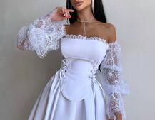 Сукня з корсетом декорована мереживом  Сукня з корсетом декорована мереживом  | PUSHKA SHOP