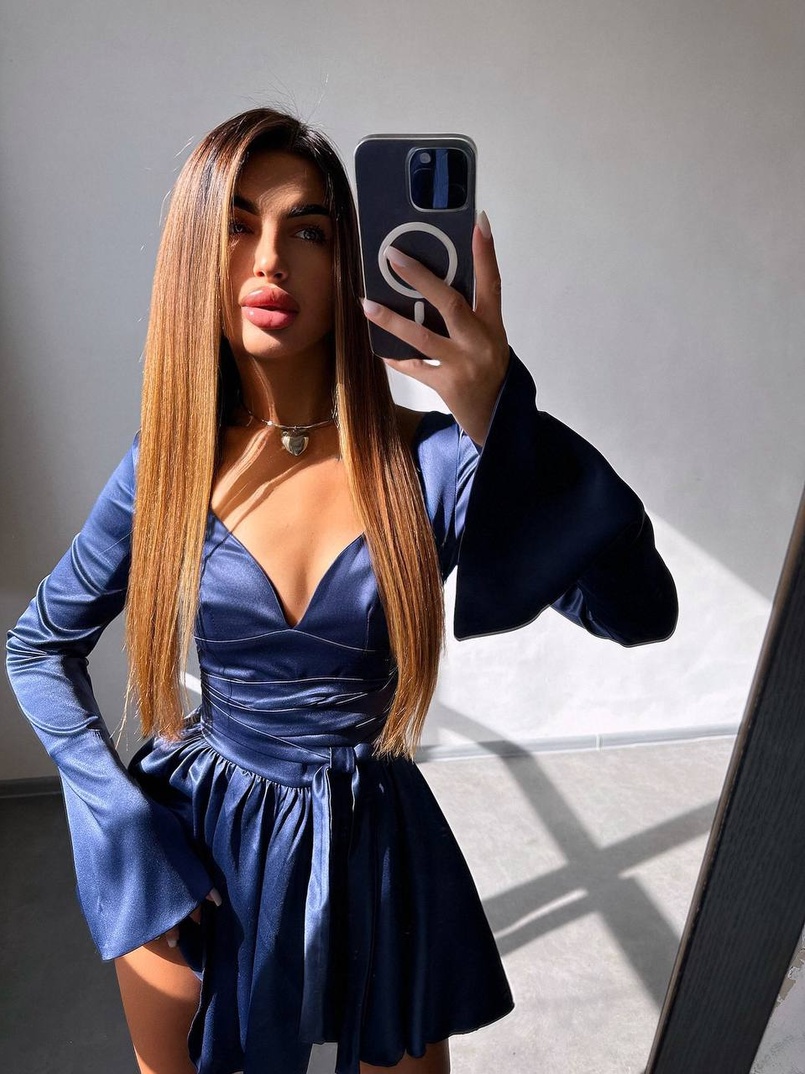 Атласна корсетна сукня  з пишною спідницею та зав‘язками на талії | PUSHKA SHOP