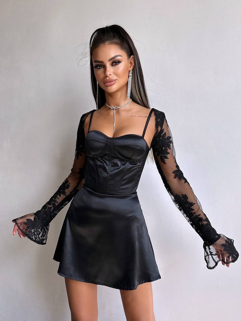 Атласна корсетна сукня-бюстьє + мереживне болеро Атласна корсетна сукня-бюстьє + мереживне болеро | PUSHKA SHOP