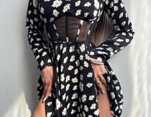 Приталена сукня з корсетною вставкою та спідницею-сонцем | PUSHKA SHOP