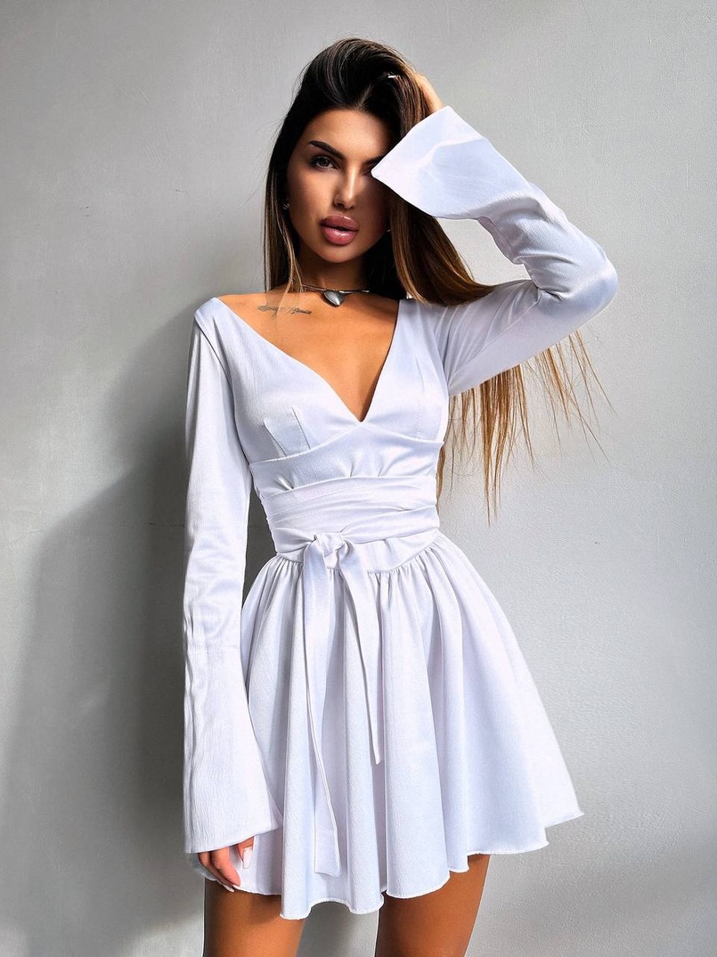 Атласна корсетна сукня  з пишною спідницею та зав‘язками на талії Атласна корсетна сукня  з пишною спідницею та зав‘язками на талії | PUSHKA SHOP