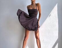 Шовкова сукня  з пишною спідницею та шнурівкою   Шовкова сукня  з пишною спідницею та шнурівкою   | PUSHKA SHOP