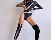 Боді на одне плече із вставками сітки Боді на одне плече із вставками сітки | PUSHKA SHOP