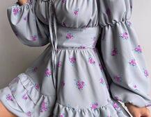 Сукня з квітковим принтом з воланами на ґудзиках  | PUSHKA SHOP