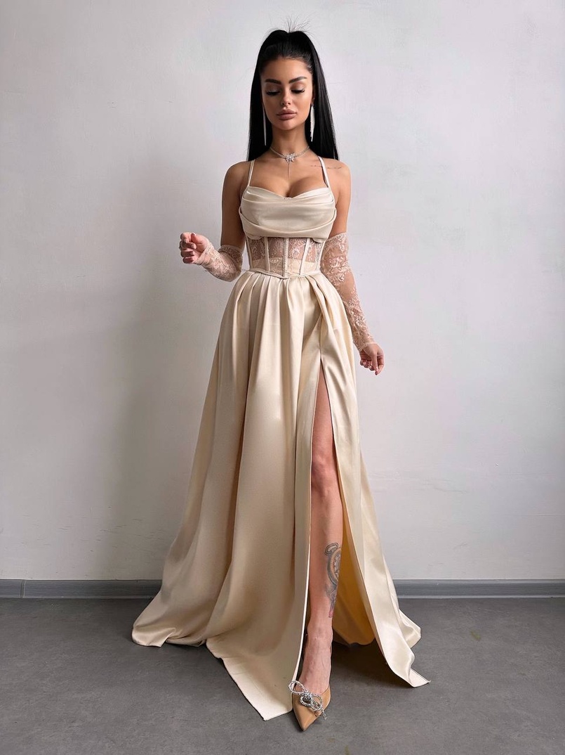 Атласний комплект: корсет + спідниця максі Атласний комплект: корсет + спідниця максі | PUSHKA SHOP