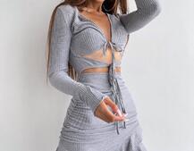 Трикотажна сукня з присбореною спідницею | PUSHKA SHOP