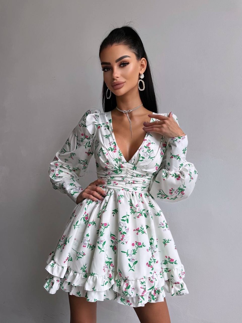 Сукня міні з пишною спідницею та драпіруванням на талії Сукня міні з пишною спідницею та драпіруванням на талії | PUSHKA SHOP