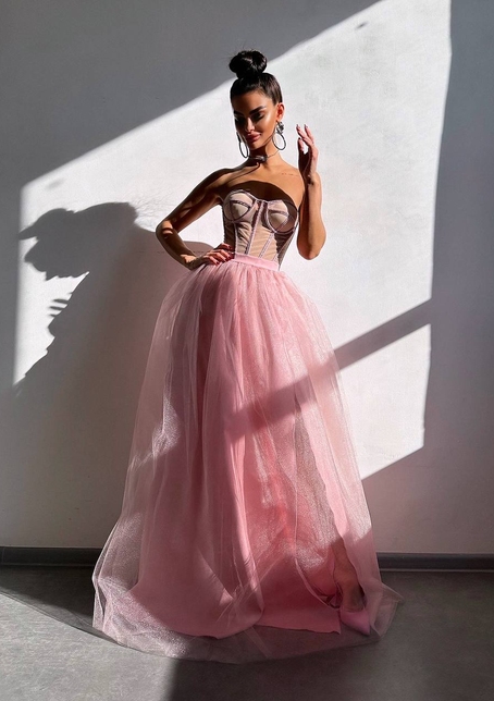 Комплект: корсет бюстьє декорований стразами + пишна спідниця максі  Ручна робота  Комплект: корсет бюстьє декорований стразами + пишна спідниця максі  Ручна робота  | PUSHKA SHOP