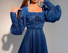 Блестящее платье с объемными рукавами  Блестящее платье с объемными рукавами  | PUSHKA SHOP