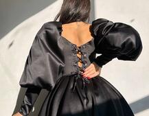 Сукня з обʼємними рукавами та спідницею балоном  Сукня з обʼємними рукавами та спідницею балоном  | PUSHKA SHOP