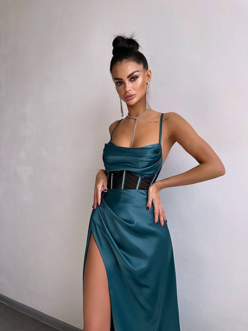 Комплект: корсет, декорований стразами + спідниця максі з драпіруванням  | PUSHKA SHOP