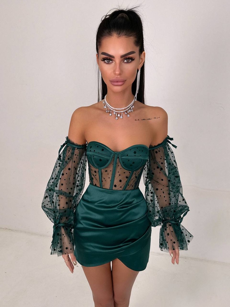 Улюблений комплект в новому виконанні: корсет бюстьє з об’ємними рукавами + спідниця міні | PUSHKA SHOP