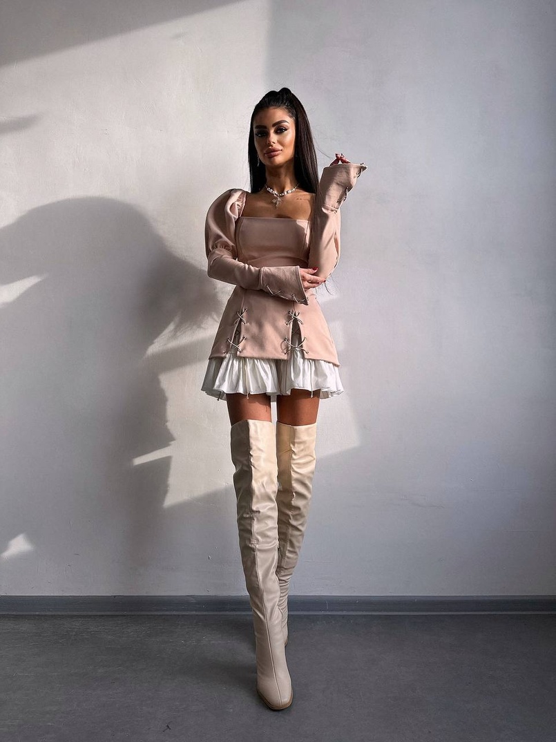 Сукня з об'ємними рукавами + спідниця з воланами | PUSHKA SHOP