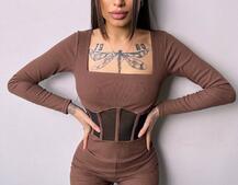 Облягаючий трикотажний комбінезон з елементами корсету  Облягаючий трикотажний комбінезон з елементами корсету  | PUSHKA SHOP