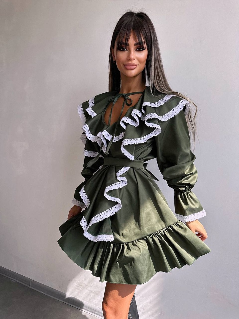 Котонова сукня декорована мереживом    Котонова сукня декорована мереживом    | PUSHKA SHOP