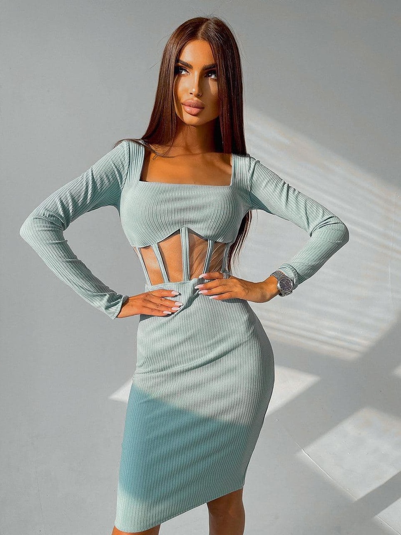 Приталенное платье с корсетной вставкой и  юбкой-карандашом Приталенное платье с корсетной вставкой и  юбкой-карандашом | PUSHKA SHOP