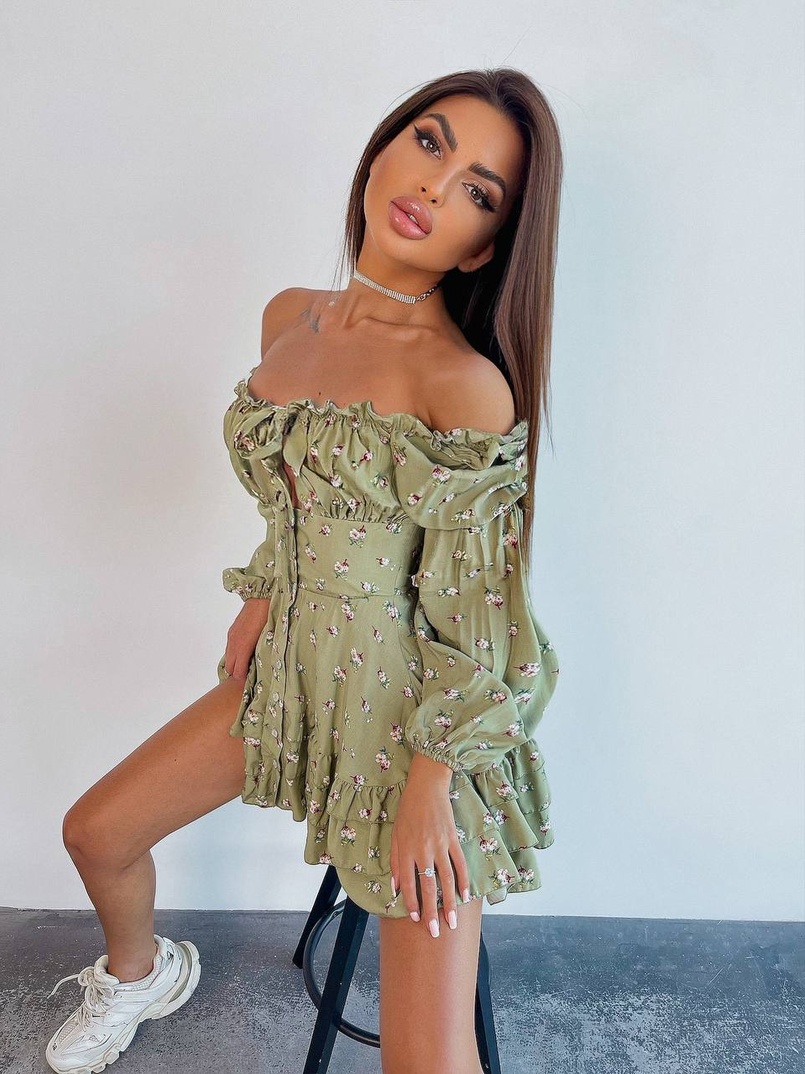 Сукня з квітковим принтом з воланами на ґудзиках  Сукня з квітковим принтом з воланами на ґудзиках  | PUSHKA SHOP