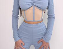 Комплект : штани кльош і топ з елементами корсету  Комплект : штани кльош і топ з елементами корсету  | PUSHKA SHOP