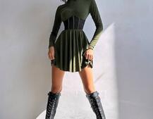 Приталена сукня з корсетною вставкою та спідницею-сонцем | PUSHKA SHOP