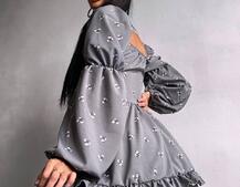 Сукня з квітковим принтом з воланами на ґудзиках  | PUSHKA SHOP